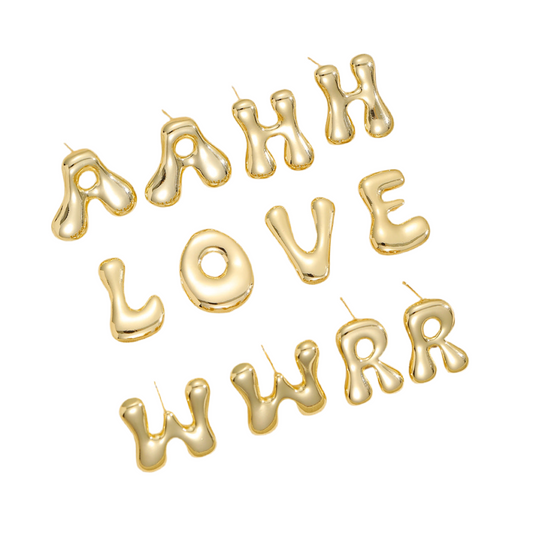 18K Gold-Plated Bubble Letter Stud Earrings
